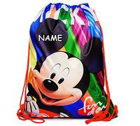 alles-meine.de GmbH Sportbeutel - Turnbeutel - Schuhbeutel - - Mickey Mouse - inkl. Name - wasserabweisend abwischbar - für Kinder - Kinderbeutel/Schlafsack - Schulbeutel Kinde..