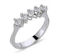 Allianzring Memoire Ring 0,43 Carat 5 Diamanten 14 Karat Weißgold