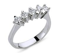 Allianzring Memoire Ring 0,55 Carat 5 Diamanten 14 Karat Weißgold