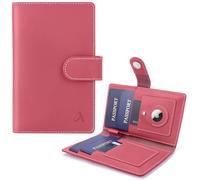 ALLIVE Reisepasshülle für Reisen, Familie, echtes Leder, Reisepasshülle mit AirTag-Schlitz, RFID-blockierender Reisedokumenten-Organizer für Damen und Herren, Flughafen-Essentials