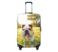 Alliya Elastische Reisegepäckhülle mit niedlichem Bulldoggen-Motiv, passend für 45,7 - 81,3 cm Gepäck, Schwarz , L
