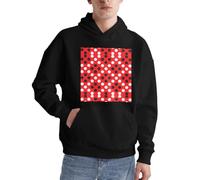 Alliya Herren-Pullover mit Kapuze, für Erwachsene, bequem, langärmelig, lässig, mit Tasche, für den täglichen Gebrauch, Rot / Weiß, Schwarz , 3XL