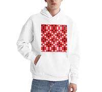 Alliya Herren-Pullover mit Kapuze, für Erwachsene, bequem, langärmelig, lässig, mit Tasche, für den täglichen Gebrauch, Rot / Weiß, weiß, XL