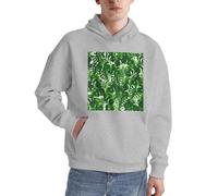 Alliya Monstera Deliciosa Herren-Pullover mit Bananen-Palmen-Motiv, für Erwachsene, bequem, langärmelig, lässig, mit Tasche für den täglichen Gebrauch, grau, 3XL