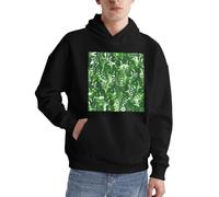 Alliya Monstera Deliciosa Herren-Pullover mit Bananen-Palmen-Motiv, für Erwachsene, bequem, langärmelig, lässig, mit Tasche für den täglichen Gebrauch, Schwarz , XL