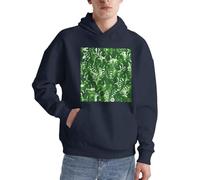 Alliya Monstera Deliciosa Herren-Pullover mit Bananen-Palmen-Motiv, für Erwachsene, bequem, langärmelig, lässig, mit Tasche für den täglichen Gebrauch, marineblau, XL