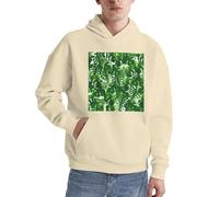 Alliya Monstera Deliciosa Herren-Pullover mit Bananen-Palmen-Motiv, für Erwachsene, bequem, langärmelig, lässig, mit Tasche für den täglichen Gebrauch, khaki, XXL