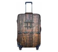 Alliya Rustikaler Stall Holztür, elastisch, Reisegepäckabdeckung, Koffer-Schutz, passend für 45,7 - 81,3 cm Gepäck, Schwarz , L