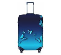Alliya Schöne blaue Schmetterlings-Gepäckabdeckung, Koffer-Schutz, passend für 45,7 - 81,3 cm große Gepäckstücke, Schwarz , XL