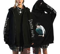 AllMonyba Death Note Anime Reißverschluss Hoodie Sweatshirt für Damen Herren L·Lawliet Übergroße Kapuzen Sweatshirt Jacke