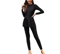 AllMonyba Frauen Muslim Einteiliger Badeanzug Plus Size Full Cover Bademode Einfarbig Islamische Burkini