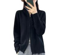 Alloaone Damen-Cardigan Mit Stehkragen, Wolle, Reißverschluss, Lockerer, Langärmliger Kaschmir-Strickpullover