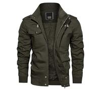 Alloaone Fleece Jacket Men Military Windbreaker Army Pilot Coat Thicken Warm Bomber Cargo Jacket Army EN8 S