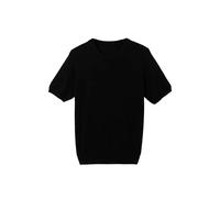 Alloaone Herren-T-Shirt, Rundhalsausschnitt, kurzärmelig, einfarbig, Strick-T-Shirt, Wollmischung, lässiger Business-Pullover, Schwarz , M