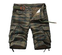 Alloaone Männer Shorts Plaid Strand Shorts Camo Camouflage Shorts Militär Kurze Hosen Bermuda Cargo Army Green 42 fit 42in Waist