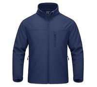 Alloaone Men's Lightweight Fleece Jacket Military Tactical Soft Shell Waterproof Windbreaker Hiking Jackets Navy M