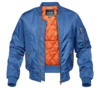 Alloaone Men's Varsity Multi-Color Pilot Coat Army Bomber Jacket Thicken Warm Windbreaker Baseball Outwear Blue XL