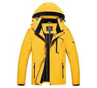 Alloaone Men's Windbreaker Waterproof Hiking Raincoat Lightweight Breathable Multi-Pocket Hooded Jacket Yellow 3XL