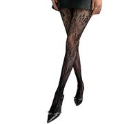 Alloneslife Damen Französische Vintage Blumen Netzstrumpfhose mit Aussparungen, Spitze Durchsichtige Strumpfhose Leggings