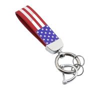 alloneslife Legierungs Schlüsselanhänger mit Amerika Flagge Thema, hochwertiger Auto Schlüsselanhänger aus Leder für Auto Enthusiasten und Fahrer Aller Fahrzeuge und zum Verschenken