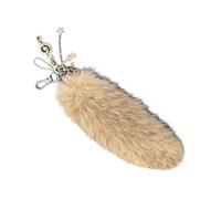 alloneslife Schwanz Charm Taschenanhänger, künstliches, Light Khaki | Kunstplüsch Anhänger, Schwanzakzent mit Metallverschluss zur Taschendekoration, Geldbörsengriff, Rucksack,