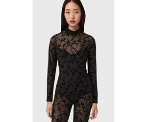 AllSaints Rylee Flock Catsuit Black Größe: 8 | Jumpsuits Outlet | Damen | Schwarz