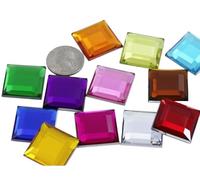 Allstarco 24 mm flache Rückseite Acryl quadratische Edelsteine Strasssteine Cosplay Kostüm Verzierungen - 60 Stück (verschiedene Farben)
