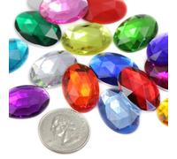 Allstarco 25x18mm 1" Large Flat Back Oval Acrylic Rhinestones Cosplay Gems Plastic Jewels Embelishments DIY Crafts Cosplay for Crafts - 60 Pieces ()
