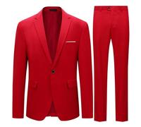 Allthemen Anzug Herren Anzüge Slim Fit 2 Teilig Business Herrenanzug Sakko Hose Rot XL
