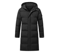 Allthemen Daunenmantel Herren Winter Lange Steppmantel mit Kapuze Warm Wintermantel Winterparka #866 Schwarz XXL