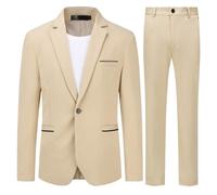 Allthemen Herren Anzug Stretch 2 Teilig Anzüge Slim Fit Business Hochzeit | 1 Knopf, Hochzeitsanzug Männer, Sakko Hose, Formelle, Revers, Einfarbig, Einreihiger, Komplett Set