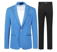 Allthemen Herren Anzug Stretch 2 Teilig Anzüge Slim Fit Business Hochzeit | 1 Knopf, Hochzeitsanzug Männer, Sakko Hose, Formelle, Revers, Einfarbig, Einreihiger, Komplett Set