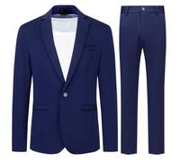 Allthemen Herren Anzug Stretch 2 Teilig Anzüge Slim Fit Business Hochzeit | 1 Knopf, Hochzeitsanzug Männer, Sakko Hose, Formelle, Revers, Einfarbig, Einreihiger, Komplett Set