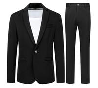 Allthemen Herren Anzug Stretch 2 Teilig Anzüge Slim Fit Business Hochzeit | 1 Knopf, Hochzeitsanzug Männer, Sakko Hose, Formelle, Revers, Einfarbig, Einreihiger, Komplett Set