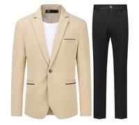 Allthemen Herren Anzug Stretch 2 Teilig Anzüge Slim Fit Business Hochzeit | 1 Knopf, Hochzeitsanzug Männer, Sakko Hose, Formelle, Revers, Einfarbig, Einreihiger, Komplett Set