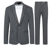 Allthemen Herren Anzug Stretch 2 Teilig Anzüge Slim Fit Business Hochzeit | 1 Knopf, Hochzeitsanzug Männer, Sakko Hose, Formelle, Revers, Einfarbig, Einreihiger, Komplett Set