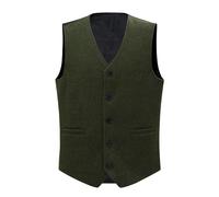 Allthemen Herren Anzugweste Business Weste V-Ausschnitt Winter Vest Slim Fit Casual Gilet mit Taschen Armeegrün L