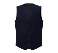 Allthemen Herren Anzugweste Business Weste V-Ausschnitt Winter Vest Slim Fit Casual Gilet mit Taschen Navyblau 3XL
