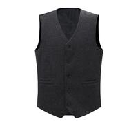 Allthemen Herren Anzugweste Business Weste V-Ausschnitt Winter Vest Slim Fit Casual Gilet mit Taschen Dunklegrau S