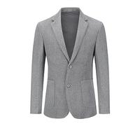 Allthemen Herren Sakko Wolle Tweed Klassisch Blazer 2 Knöpfe Gefütterter Winterjacke mit Streifen Übergangsjacke für Winter #001 Grau XXL