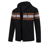 Allthemen Herren Strickjacke mit Kapuze Gefüttert Cardigan Männer Grobstrick Kapuzenjacke Winterjacke Übergangsjacke Warm #8750 Schwarz S