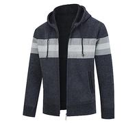 Allthemen Herren Strickjacke mit Kapuze Gefüttert Cardigan Männer Grobstrick Kapuzenjacke Winterjacke Übergangsjacke Warm #8750 Dunkelgrau XL