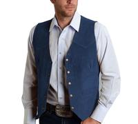 Allthemen Herren Weste Wildleder Anzugweste Western Cowboy Vest Vintage Retro Westen Ärmellos Elegant Navyblau XXL