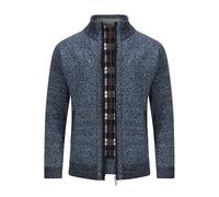 Allthemen Strickjacke Herren Cardigan Gefüttert Grobstrick Pullover Warm Übergangsjacke für Freizeit Winter #8758 Blau M