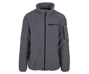 Allwetterjacke BRANDIT "Brandit Brandit Men Ramble Teddyfleece Jacket", Herren, Gr. M, grau (antracite), 100% Polyester, unifarben, normal, amerikanischer Ausschnitt, Jacken (77497911-M) antracite
