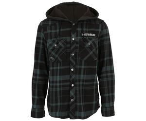 Allwetterjacke BRANDIT "Brandit Iron Maiden Checkshirt Sweathood", Herren, Gr. S, schwarz (schwarz, grün), 100% Baumwolle, kariert, normal, ohne Ausschnitt, Jacken (37505652-S) schwarz, grün
