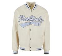Allwetterjacke KARL KANI "Karl Kani Herren KU242-011-1 Varsity Bowling Jacket", Herren, Gr. L, sanftes weiß, 70% Polyester, 30% Wolle, normal, ohne Ausschnitt, Jacken (56226615-L) sanftes weiß