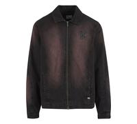 Allwetterjacke KARL KANI "Karl Kani KK Patch Color Spray Denim Jacket", Herren, Gr. XL, schwarz, 100% Baumwolle, mehrfarbig, normal, amerikanischer Ausschnitt, Jacken (64543911-XL) schwarz