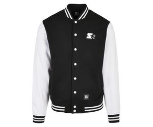 Allwetterjacke STARTER BLACK LABEL "Starter Black Label Herren Starter College Fleece Jacket", Herren, Gr. M, schwarz, weiß, 65% Baumwolle, 35% Polyester, mehrfarbig, loose fit, amerikanischer Ausschn