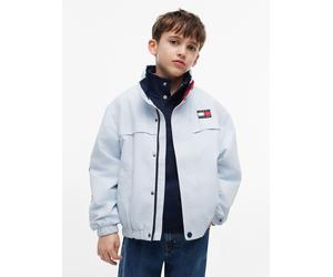 Allwetterjacke TOMMY HILFIGER, Jungen, Gr. 16 (176), weiß (breezy blau stripe), Web, Obermaterial: 100% Polyester, gestreift, regular fit normal, Rundhals, eingesetzt elastischer Bund, Jacken, Kinder